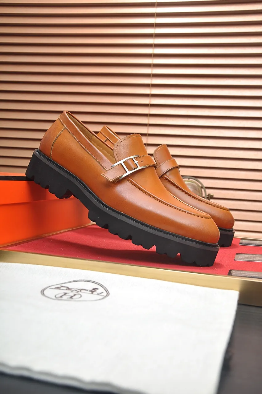 Men's Men's Shoes💰560💶[[HERMES]] (High-end Niuli) New 🍀 HERMES - top version of Ferragamo's classic casual leather shoes! Made of imported original cowhide, the inner top layer is comfortable cowhide lining! Original wear-resistant rubber outsole! High quality products! Code number 38-45 (45 customized)